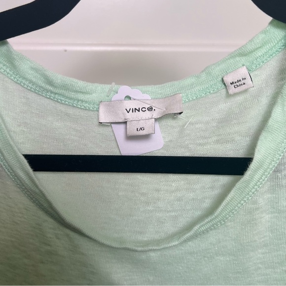 Vince Mint Green Linen Long Sleeve Tee (Large) - Picture 4 of 4